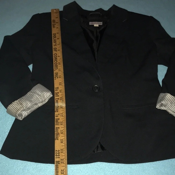 MERONA blazer black with striped lining in sleeves three pockets NEW size 2 - Picture 6 of 7